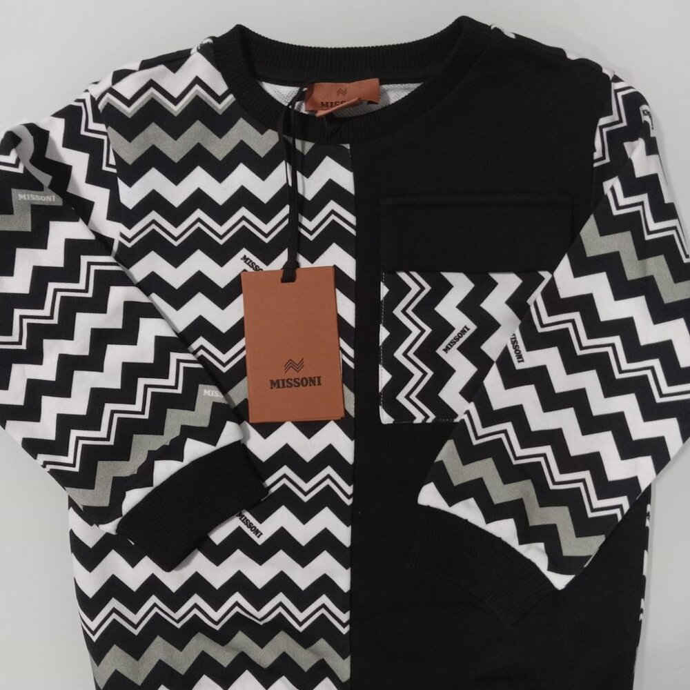 Missoni Sweater, Size 4. Black and White Chevron Print